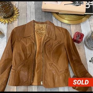 SOLD/Vintage Leather waist jacket